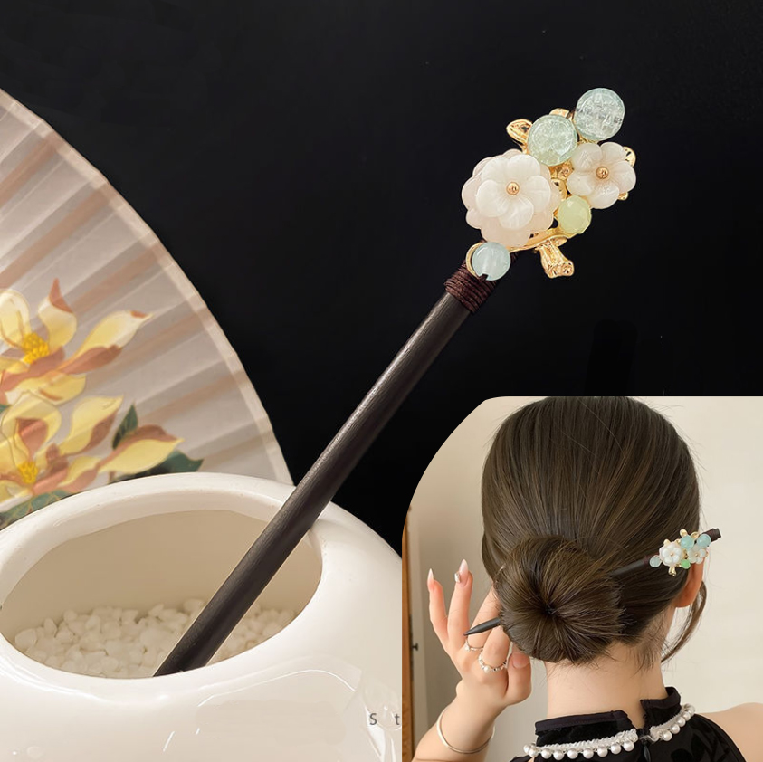 Hanbok Hair Pin - دبوس شعر صيني خشبي تقليدي للفتيات،