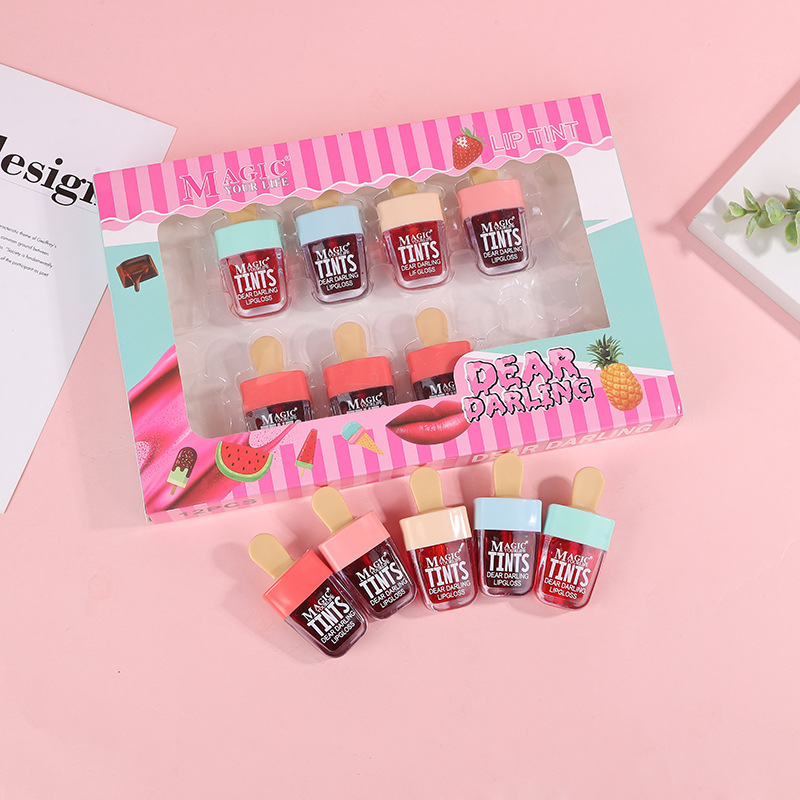 12 قطعة كوريا الفاكهة الشفاه ت - مراجعة Lip Tint Korean وسعره