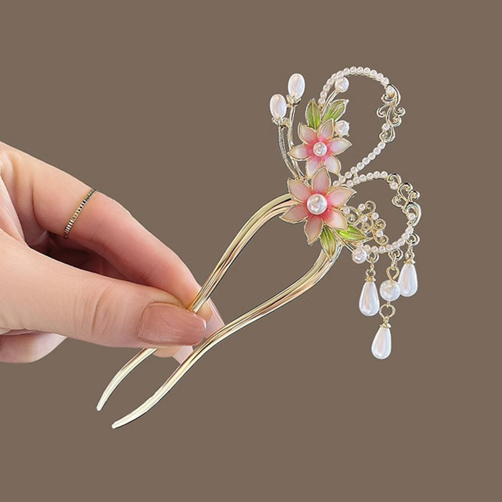 أنيقة الوردي زهرة الشعر دبوس U - مراجعة Hanbok Hair Pin وسعره